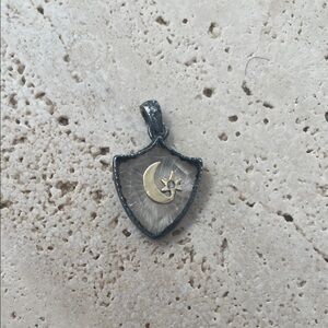 Acanthus Silver and Gold Crescent Moon Pendant